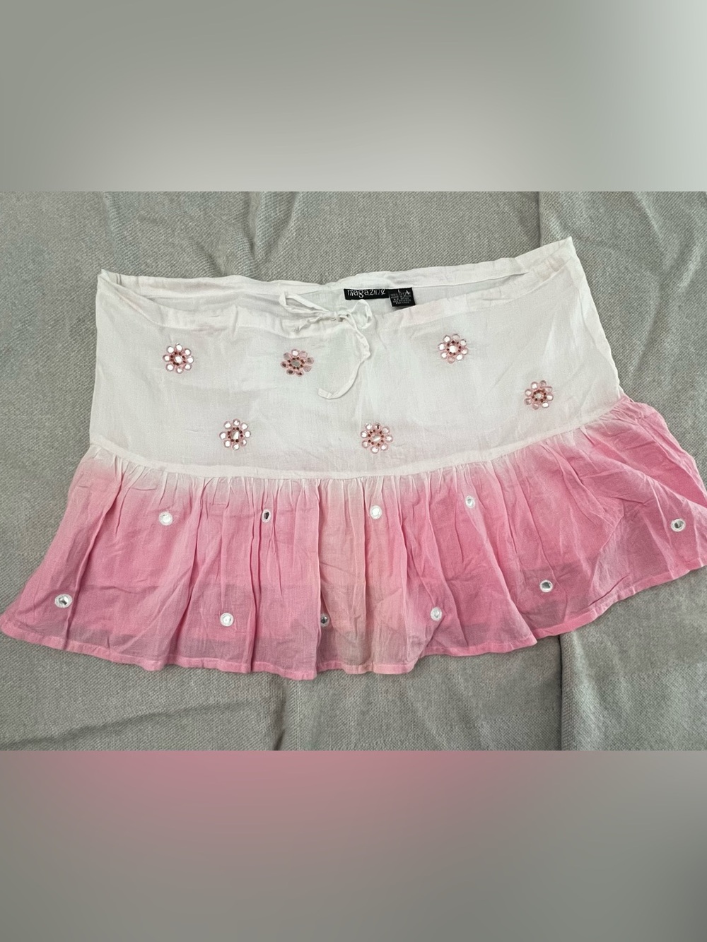 Fashion Magazine White-to-Pink Ombre Embellished Mini Skirt